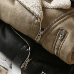 Veste Vintage De Moto En Imitation Daim Pour Femme -Vintage Soldes veste vintage de moto en imitation daim pour femme 2